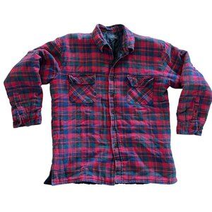 Vintage 90s 2000s Plaid Quilted Flannel Jacket Men’s L Workwear Grunge Shacket